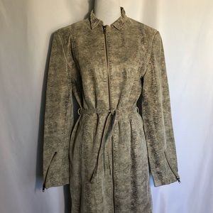 Lucid, Ltd. Leather Reptile Trench Coat